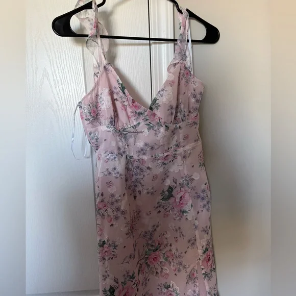 Lulu's Blush Pink Satin Maxi Slip Dress - Picture 1 of 4